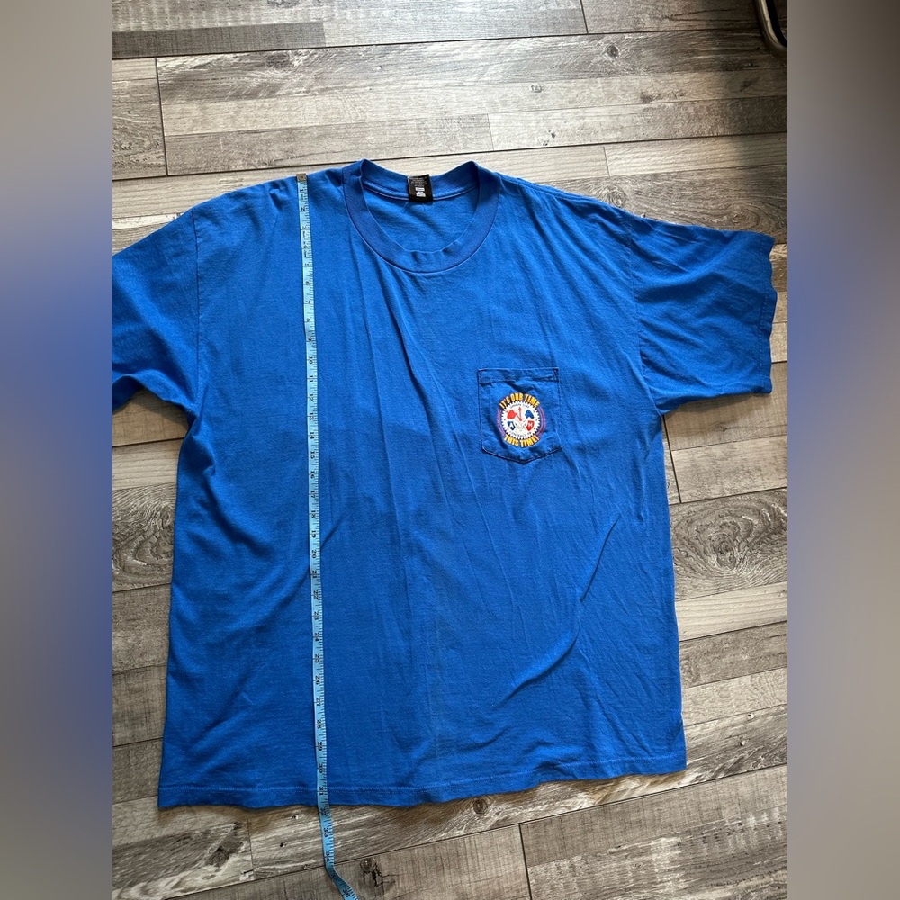 Rare Vintage UNION TIME Spell Out Big Logo Single Pocket T-shirt Size 2XL Cotton - Picture 3 of 8
